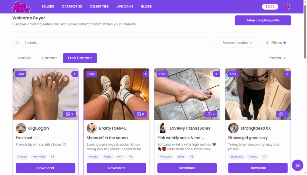 dove vendere foto dei piedi feetfinder