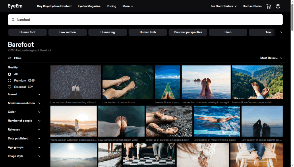 dove vendere foto dei piedi eyeem