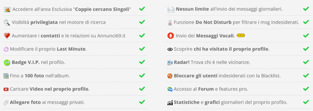 annunci69 vantaggi vip